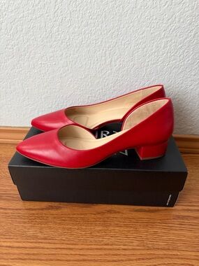 Alex Marie Red Low Block Heel Pumps